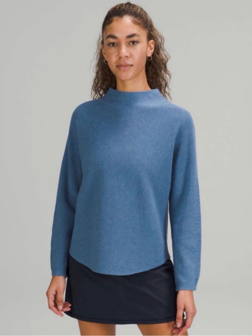 Lululemon Boxy Cotton-Blend Sweater Heathered Soft Denim
